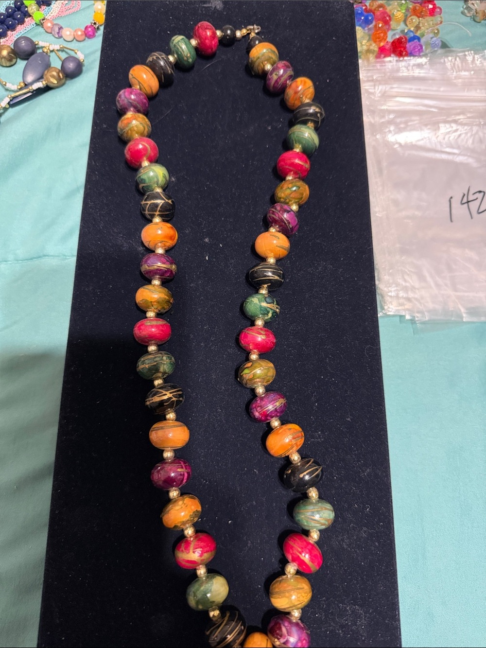Multicolor Bead Statement Necklace - Brand Unspecified